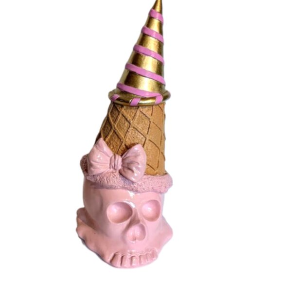 Adorable Halloween Pink Ice Cream Ghost with Waffle Cone and Bow - Picture 1 of 4